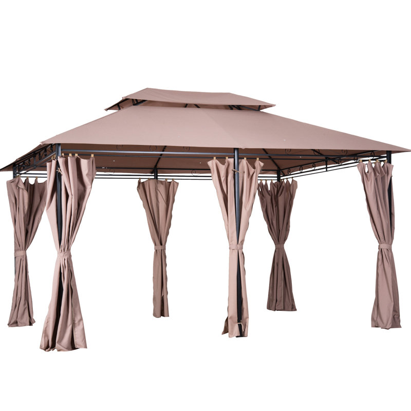 Pavillon de jardin en acier 10 pi x 13 pi, kaki, pour la construction d'extérieur kaki pour l'extérieur et la terrasse, pelouse