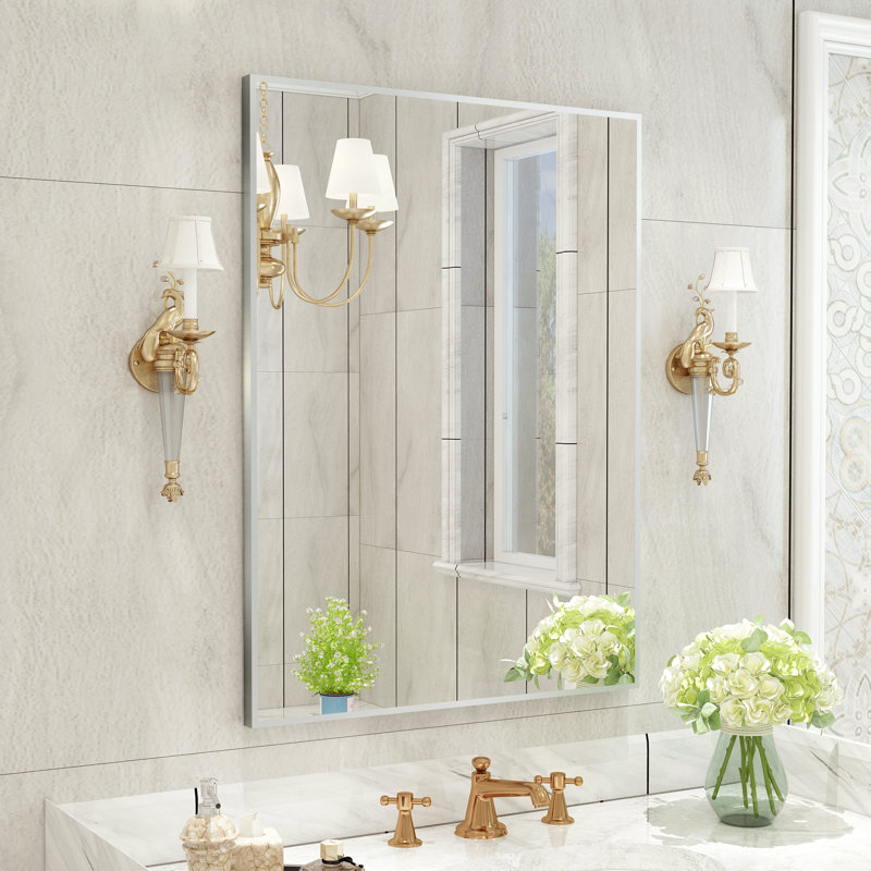 Miroir de salle de bain mural Sartori, 22 po x 30 po, Nickel brossé