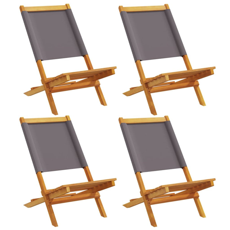 14-4 Polyester/Polyester Blend Garden Chair With Cushion Folding Chair Set, Anthracite