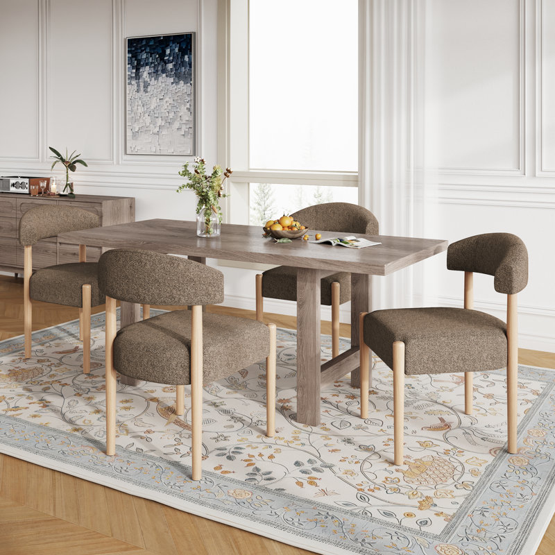 19.1'' H Upholstered Side Dining Chair (Set Of 4), Dark Brown Polyester, Medium Wood