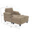Ensemble de fauteuil d'appoint et repose-pieds, canapé-lit inclinable convertible avec porte-gobelets, ports USB-C et poche de rangement latérale-1268354162