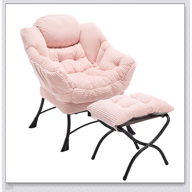 Fauteuil d'appoint moderne avec repose-pieds, accoudoirs, poche latérale et repose-pieds pour une lecture confortable et une détente dans les petits espaces
