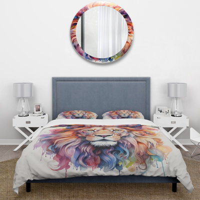 Colorful Royal Lion Portrait - Lion Duvet Cover Set