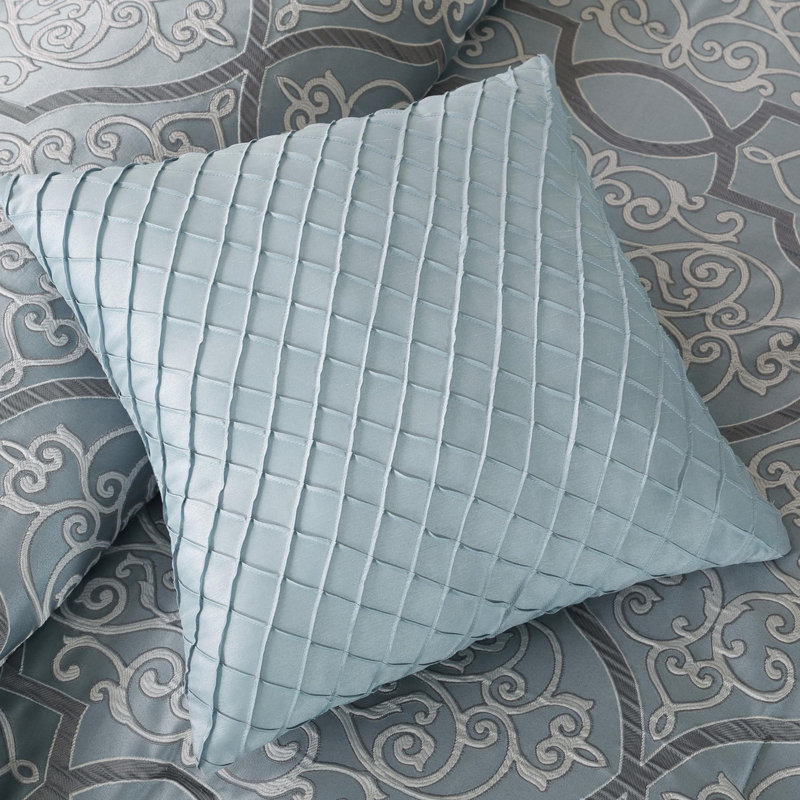 Ensemble d'édredon en polyester jacquard 12 pièces, Édredon pour grand lit + 11 pièces additionnelle