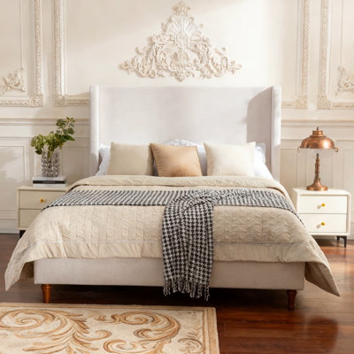 Harper Tall Headboard Upholstered Bed / 54" High Headboard / Elegant Simplicity  / No Box Spring Needed / Easy Assembly / Queen