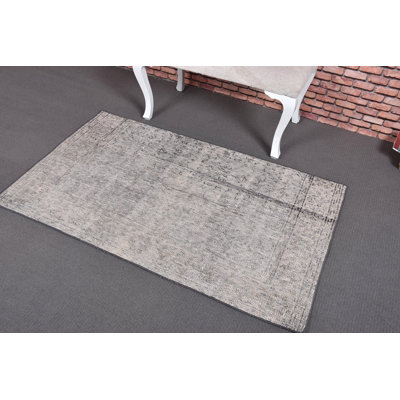 Tapis gris rétro en laine patchwork de 35,4 x 59,4 pouces