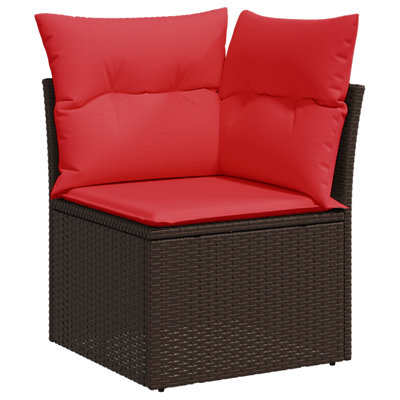 vidaXL Garden Sofa Brown 24.41 x 24.41 x 27.17 in Poly Rattan