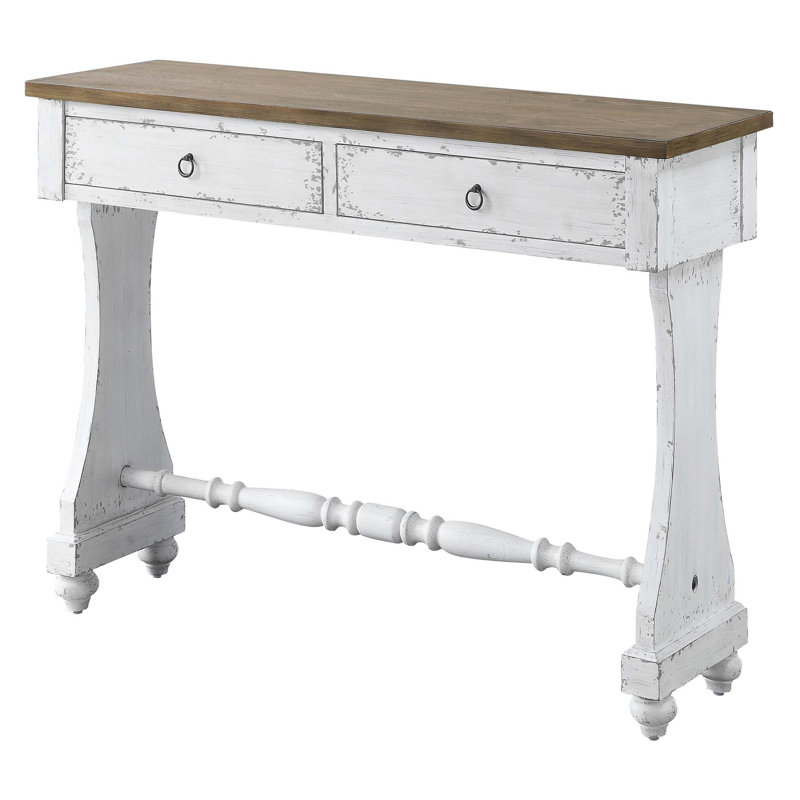 Console à 2 tiroirs blanc antique