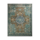 Distressed Homage Hand Knotted Wool Floral Area Rug