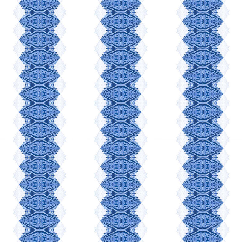 Lou | Papier peint à rayures surréelles, Bleu / blanc
