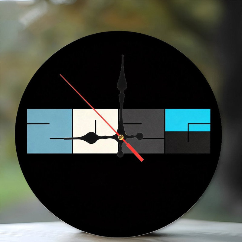 Horloge murale 10 po 2026 | Quartz silencieux, imprimé UV, à piles, Dégradé bleu brume