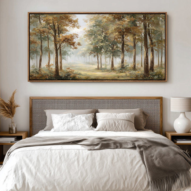 Art mural très grand paisible avec arbres d'automne doré, 30" H x 60" W, Natural