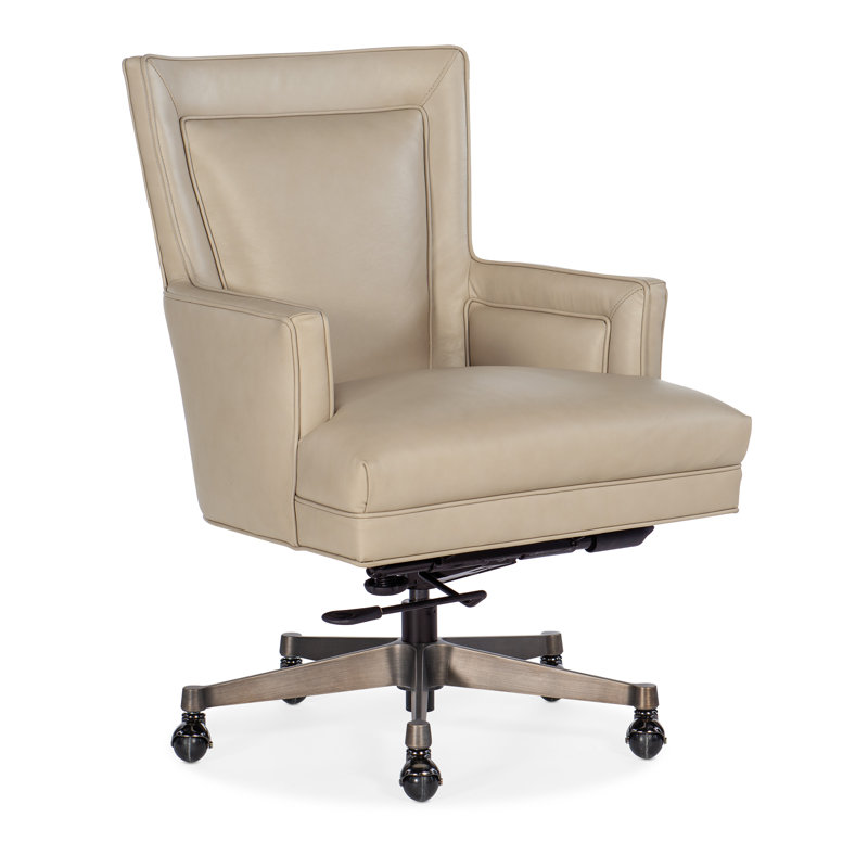 Rosa Leather Swivel Executive Chair, Beige