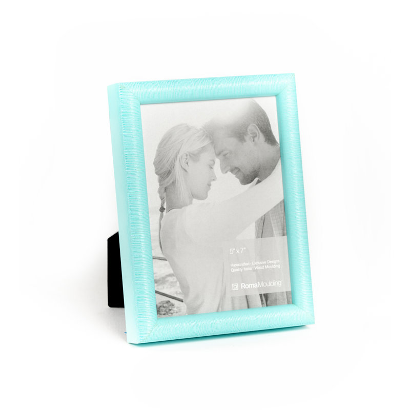 Cadre pour photo simple en bois embossé, Turquoise, 4" x 6"
