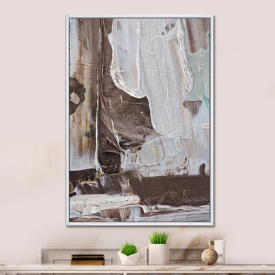 Beige Brown Brush Strokes - Print on Canvas