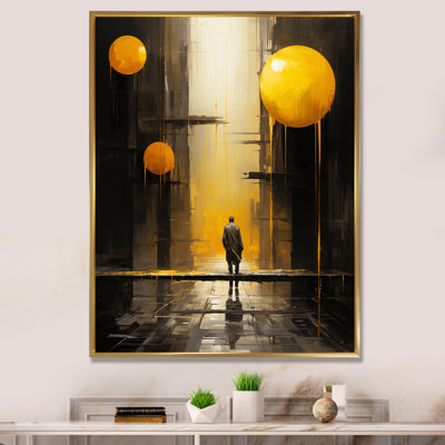 Urban Urban Moon en noir et jaune, reproduction sur toile