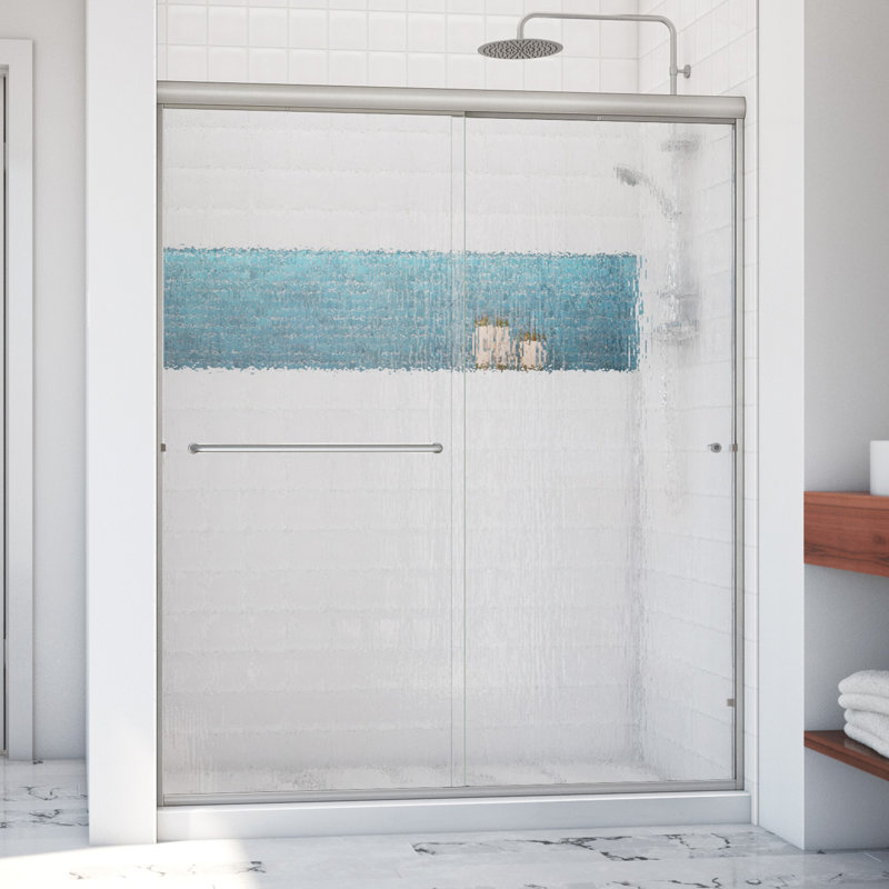 Porte de douche sans cadre Leser l 56 "x H 60" Leser, Left Opening, Nickel brossé