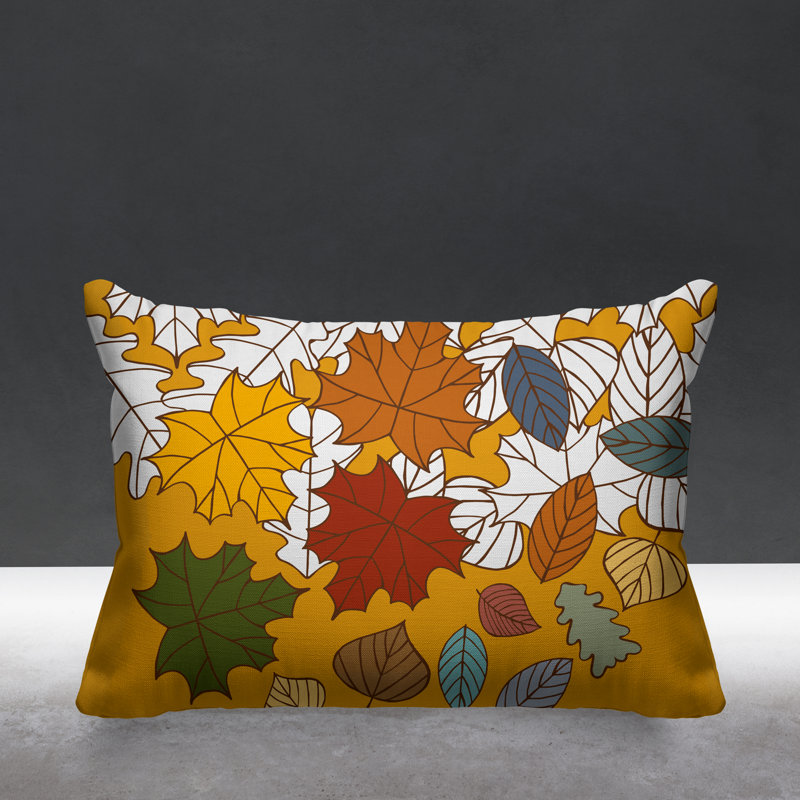 Coussin intérieur / extérieur Collin Maple Leaf, Jaune, 14 po x 20 po, Rectangle