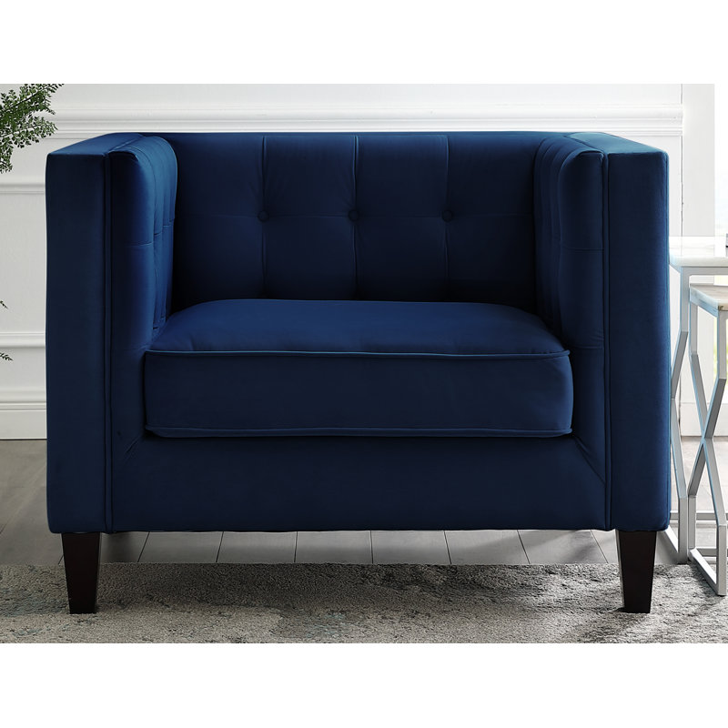 Fauteuil club Lotte, Velours bleu marine
