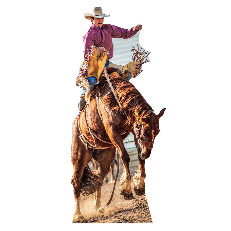 81 x 36 in. Cowboy on Bucking Bronco Life-Size Cardboard Cutout