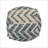 Pouf, 16x16x16 Cotton Wool Blend, Natural & Blue for Living Room | Natural | Wool