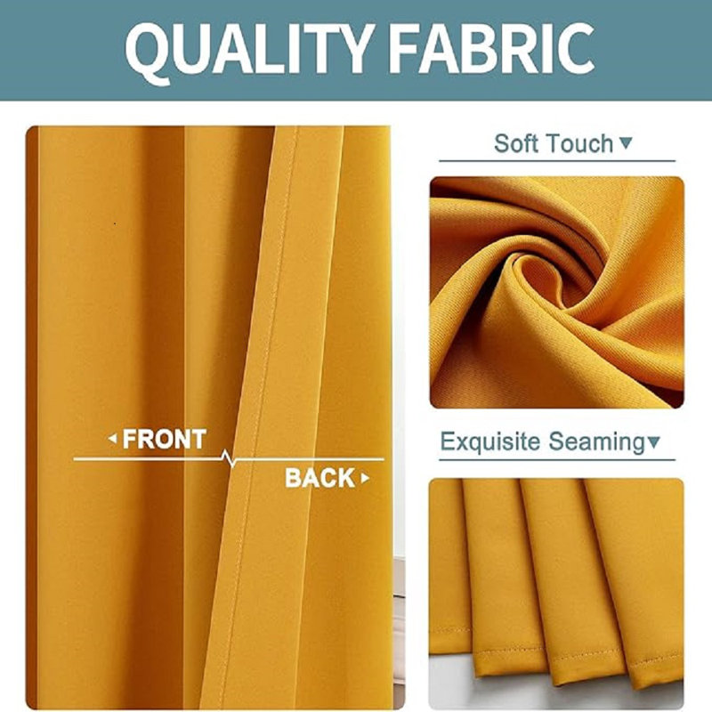 Siffre Pair Eyelet Blackout Window Curtains, 90cm Width x 182.88cm Drop, Yellow