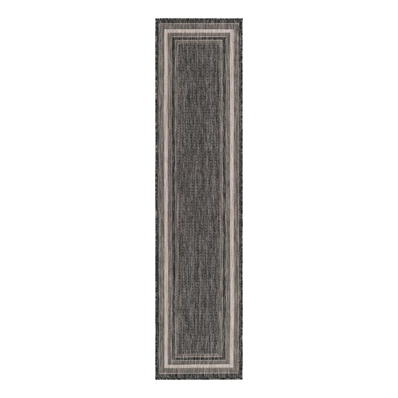Tapis intérieur / extérieur Sevinc, Tapis de couloir 2 pi x 8 pi, Black