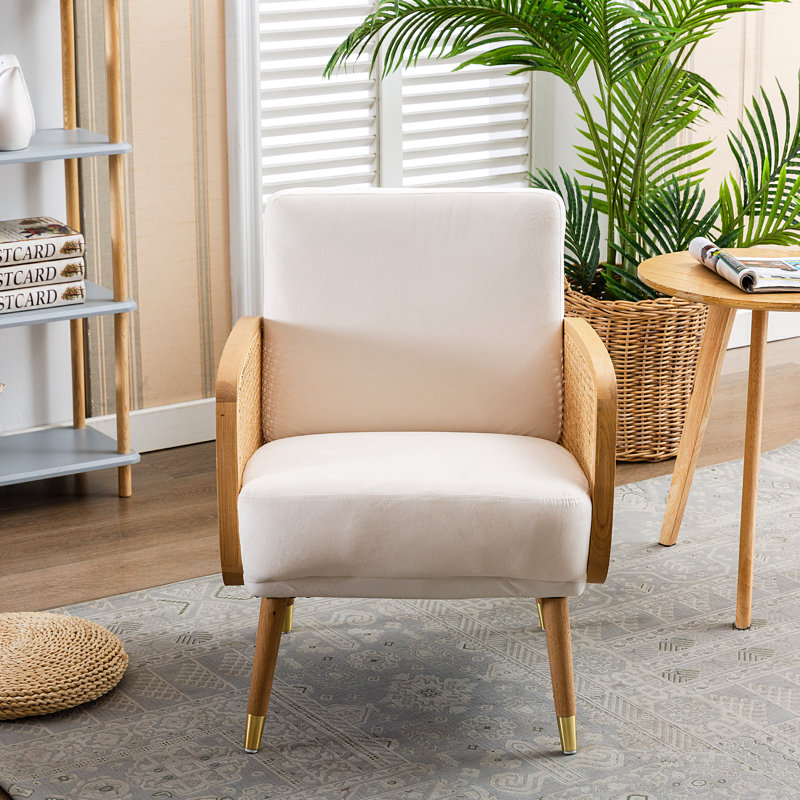 Edgao Velvet Armchair, White