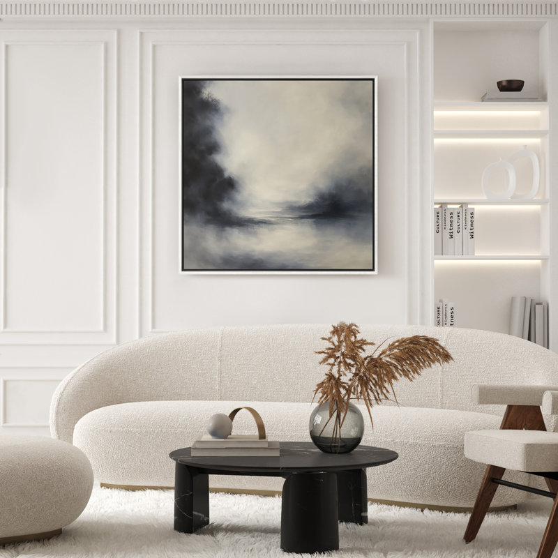 Art mural encadré abstrait rétro antique classique pour chambre à coucher, H 16 po x l 16 po, Blanc