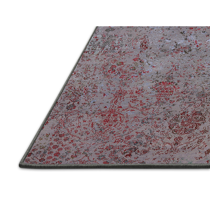 Tapis abstrait gris / rouge HuneyCutt, Rectangle 5 pi x 7 pi
