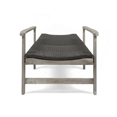 Hampton Wood + Wicker Chaise Lounge