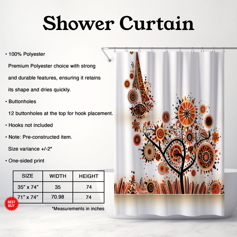 Motifs rustiques - Rideau de douche Premium, H 74 po x l 71 po