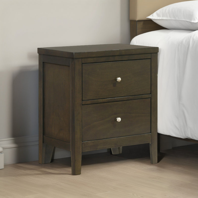 2-Drawer Nightstand Bedside Table Dark Cocoa