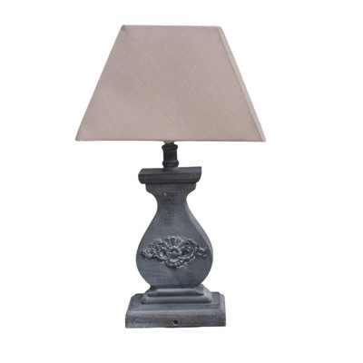 Marah 32 Solid Wood Table Lamp | Washed Finish with Fabric Shade Rustic Country Lighting Accent for Home Décor