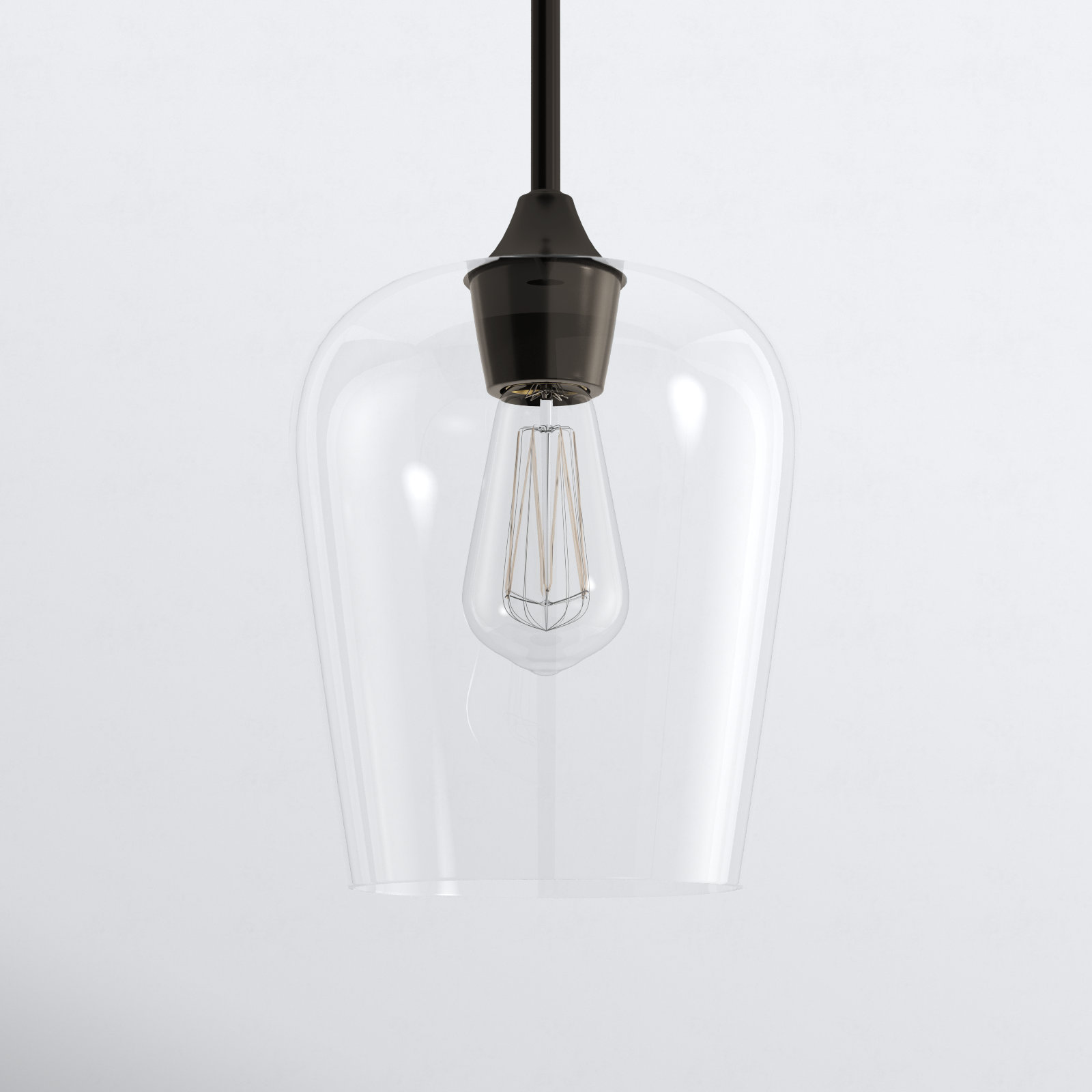 Breena Single Light Glass Dimmable Pendant, Clear, English Bronze
