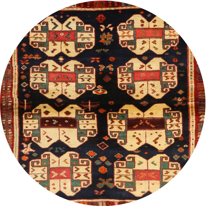 Tapis de zone rouge/brun/crème contemporaine, Rond 3 pi