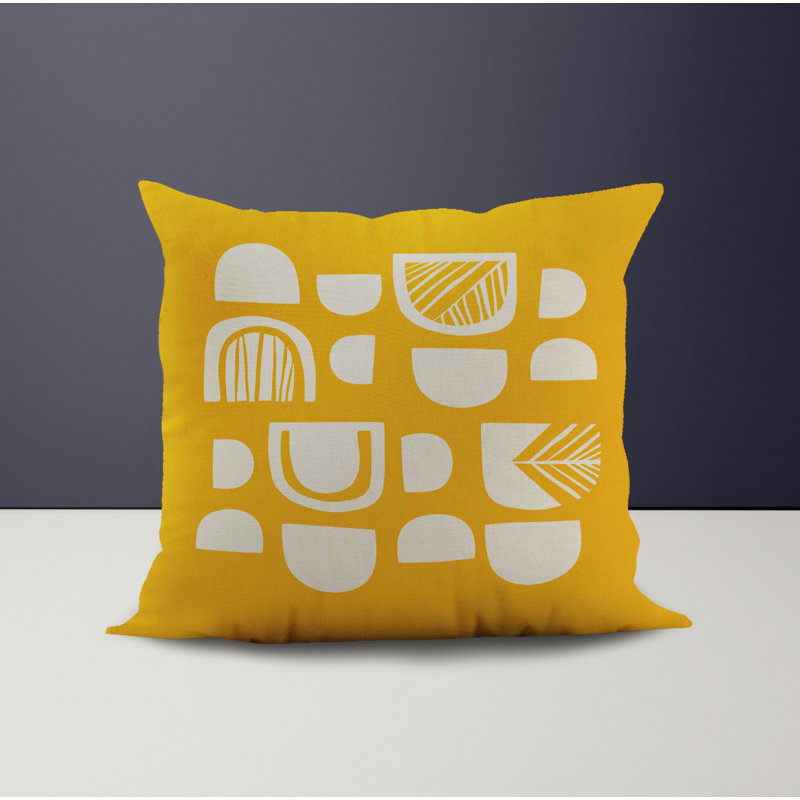 Jeté carré en polyester intérieur / extérieur, L 15 po x H 15 po, Jaune
