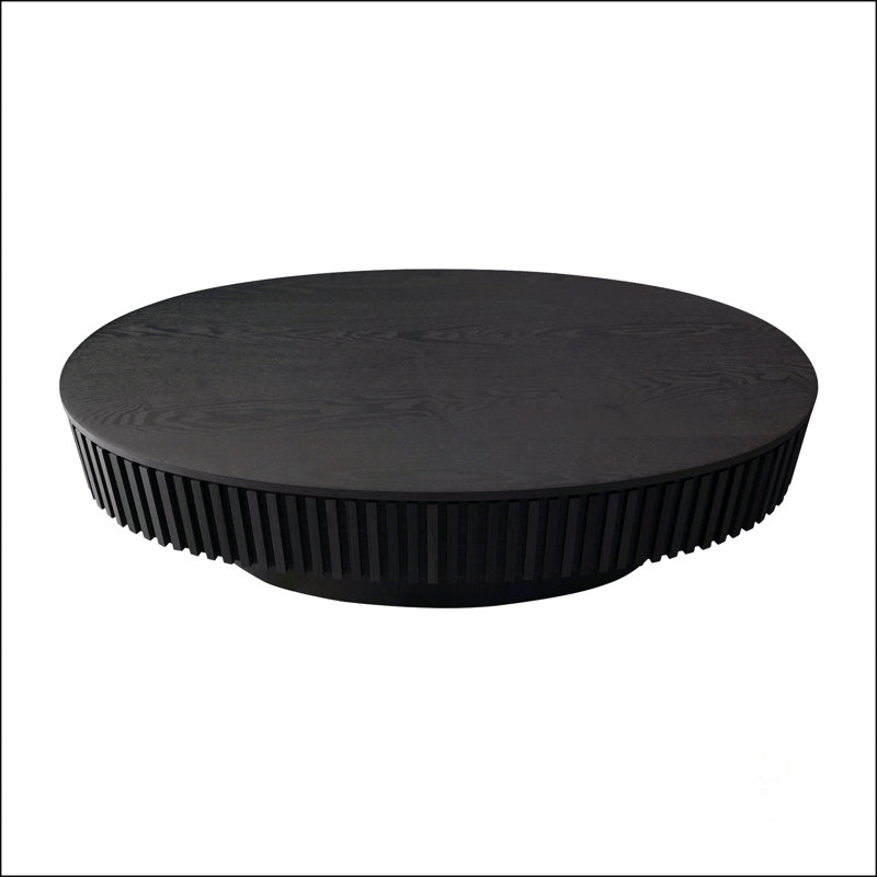 Table basse ovale avec rangement caché, placage en bois massif, décor moderne pour le salon et la chambre à coucher, Noir