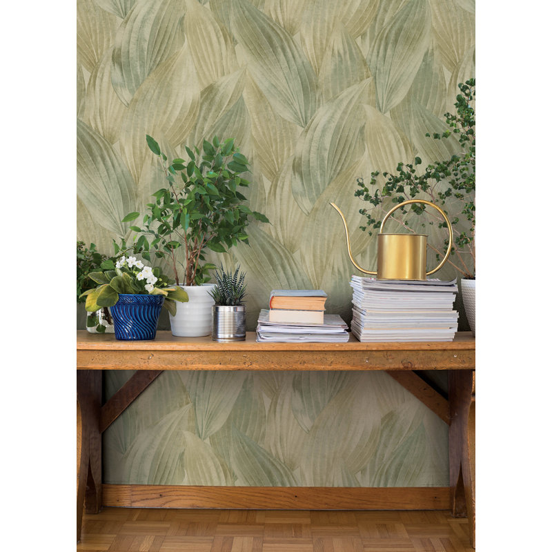 Papier peint feuille verte Melora, Vert