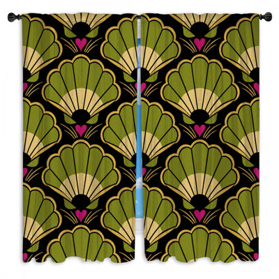 Rideaux de fenêtre Green Art Deco Shells