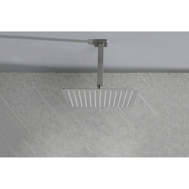 Stainless Steel Rainfall Bathroom Showerhead - Brushed Nickel, 16"X16", 2.5 Gpm, Water Saving, Self Cleaning Nozzle Feature Nozzles, Comfort