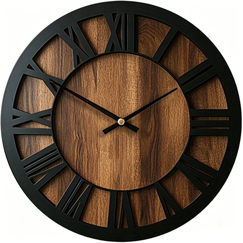 Horloge murale nordique minimaliste silencieuse, imitation de fer moderne, horloge décorative silencieuse pour salon chambre bureau maison