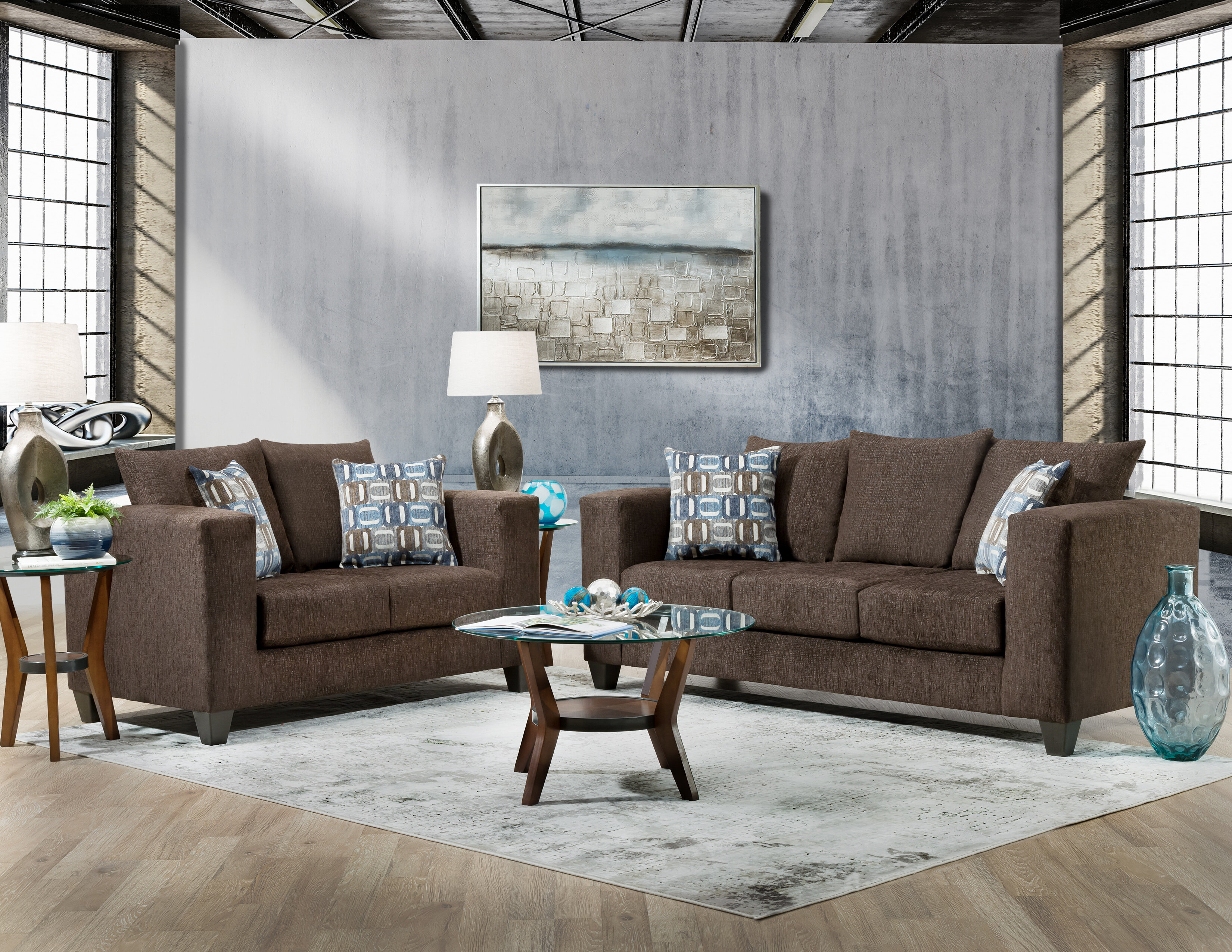 71.25 Modern Loveseat Sofa with Solid Wood Frame, Living Room