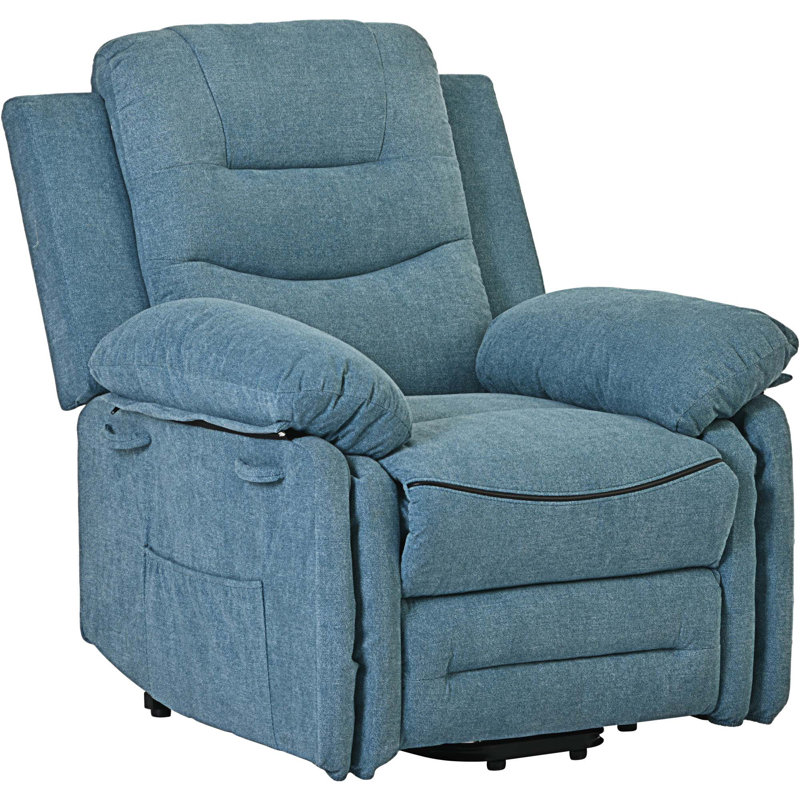 Fauteuil de massage inclinable électrique chauffant, Lin bleu