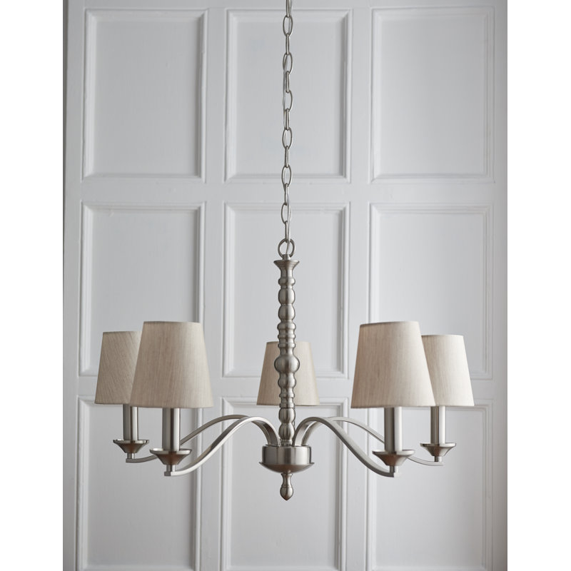 Bartlett 5 - Light Shaded Chandelier, Satin Nickel