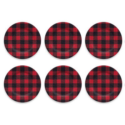 Outten Vintage Lodge Buffalo Check 10.5" Melamine Dinner Plate