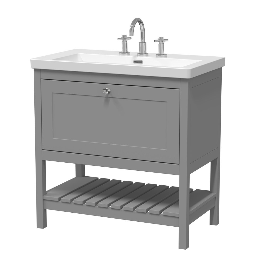 Old London Bexley Vanity Unit 800mm Cool Grey Fireclay Basin - Image 3