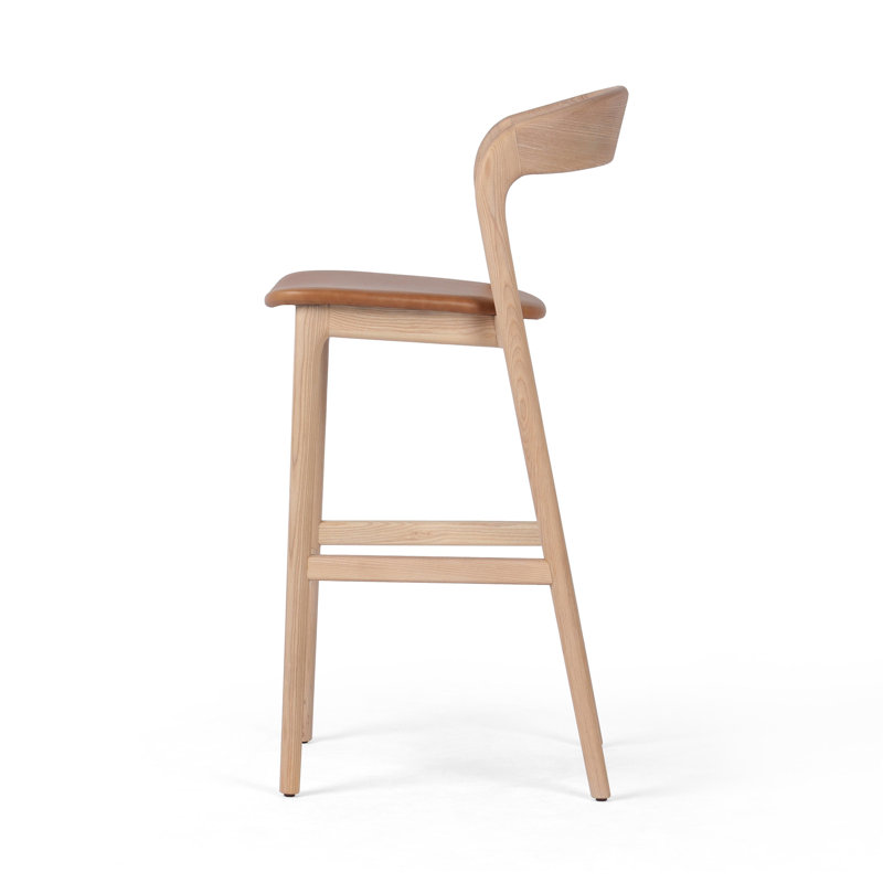 Amare Counter & Bar Stool, Butterscotch Genuine Leather/Natural, Bar Stool (30" Seat Height)