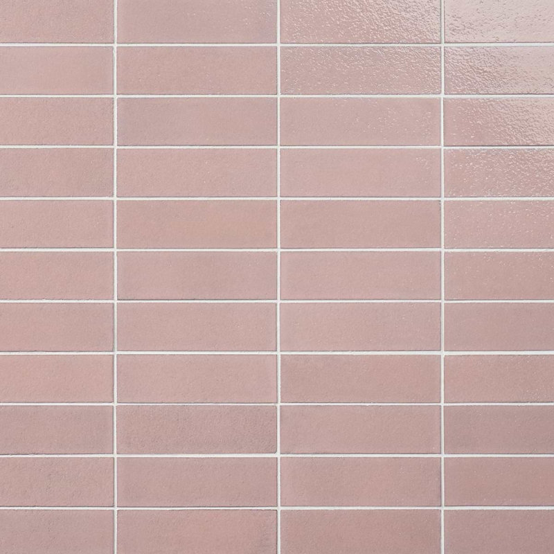 Color One 2x8 Glossy Lava Stone Tile, Blush Pink