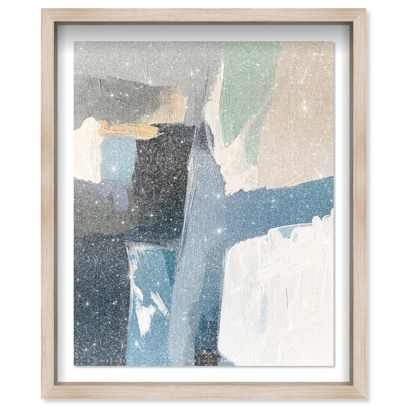 Ashen Tide Shadowbox Abstract Print by Oliver Gal, Black Frame, 16 x 20, 21.5"H x 17.5"W, Natural Oak Frame